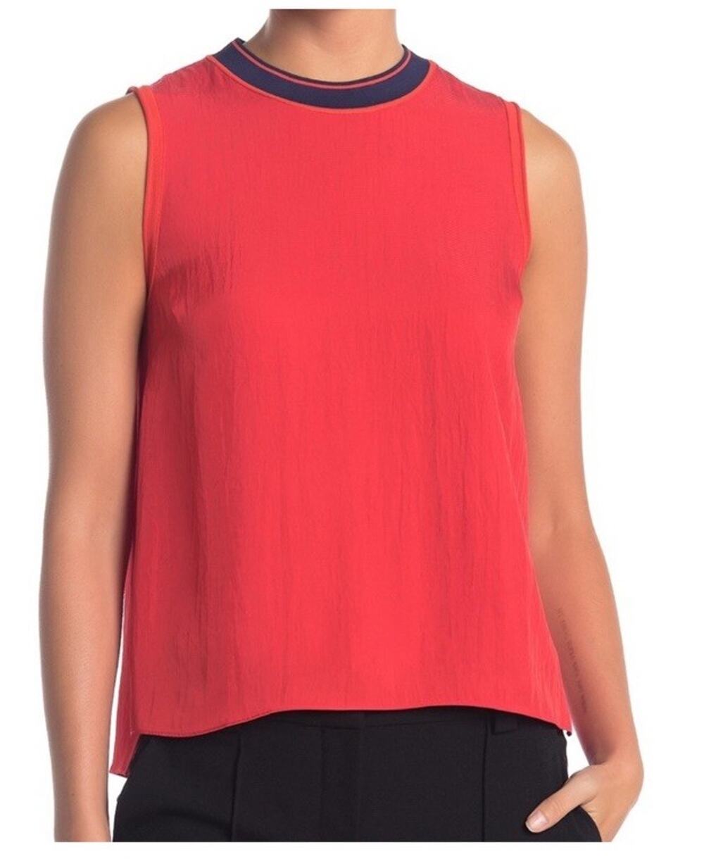 rag and bone nick ringer sleeveless top Silk Red Blue Size Small